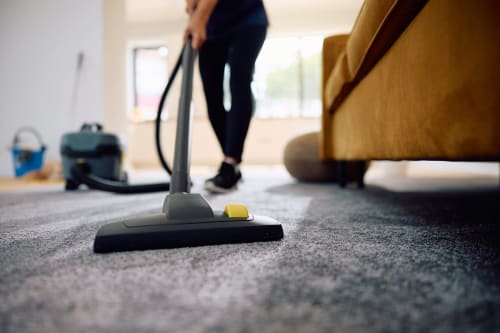 Servicio profesional de limpieza de alfombras en hotel de Fuengirola con aspiradora y equipamiento
