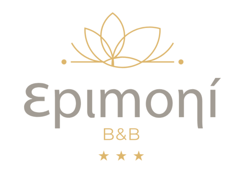 Logo Epimoni B&B con fiore di loto dorato e valutazione di tre stelle a Catania