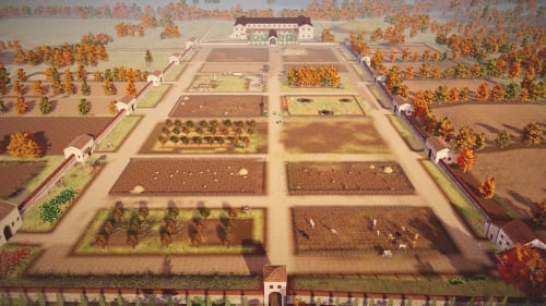 Les jardins formels et champs d'un domaine médiéval à La Maison Oubliée, Goetzenbruck, France