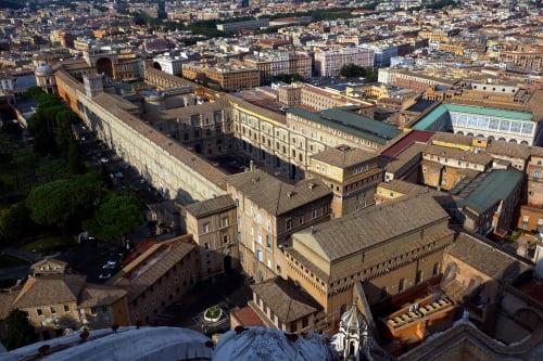 Vista aerea della Città del Vaticano e del rione Prati dalla Guest House Costabella, Roma