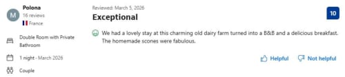 Knockaderry House guest review: 10/10 rating for Double Room with Private Bathroom, 1 night March 2026, praised for charming