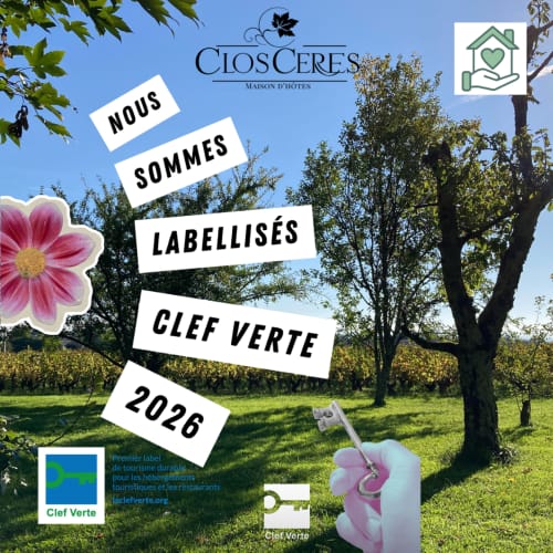 Gîte Clos Ceres à Viré obtient la certification Green Key écologique 2026