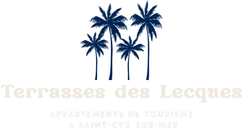 Logo Terrasses des Lecques avec palmiers, résidences touristiques à Saint-Cyr-sur-Mer