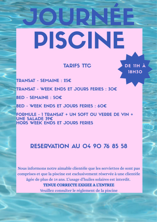 Tarifs et prix à la journée de la piscine de l'hôtel Les loges du Luberon à Cabrières-d'Avignon, France