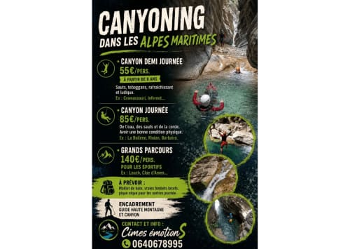 Sorties canyoning aux Alpes-Maritimes près de Saint-Dalmas-le-Selvage : demi-journée ou journée complète à partir de 55€