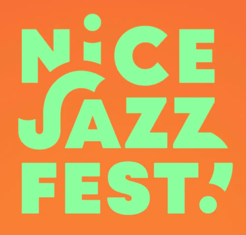 Nice Jazz Fest Plakat mit grünem Text auf orangefarbenem Hintergrund