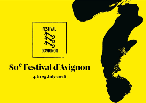 Affiche du 80e Festival d'Avignon, juillet 4-25 2026, événement théâtral près de l'hôtel Cabannes