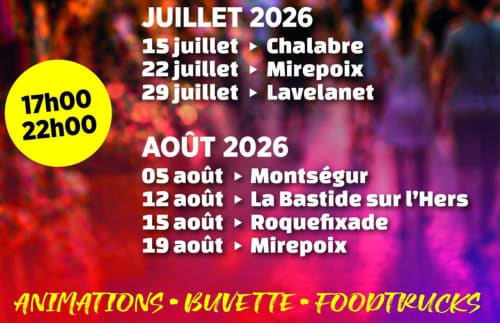 Calendrier des événements Été 2026 à Terres de Barréjat : concerts en juillet, festivals en août, animations et food trucks