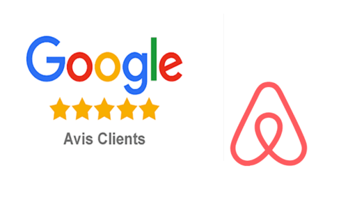 Google 5-star reviews for Les Gites De Flaubert with Airbnb logo