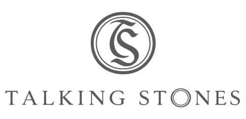 Talking Stones logo with circular S emblem, boutique B&B in Dolceacqua, Italy