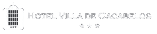 Logotipo de Hotel Villa de Cacabelos con icono de edificio y clasificación de tres estrellas, Cacabelos España