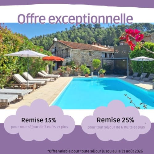 La Bergerie Du Moulin pool offer: 15% off 3+ nights, 25% off 6+ nights in Taradeau