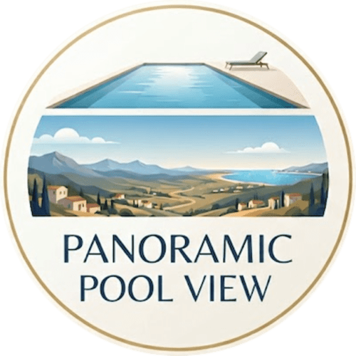 Logo avec vue panoramique de la piscine de l'hôtel-boutique Loup Castel B&B à Le Bar-sur-Loup, France