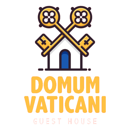 Logo della Foresteria Domum Vaticani con chiavi incrociate e simbolo di casa, Città del Vaticano Roma