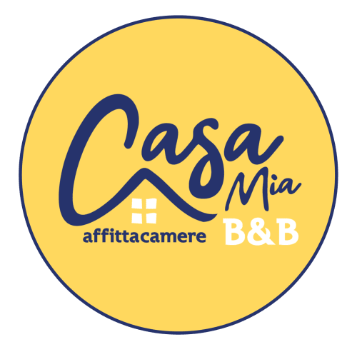 Logo Casa Mia B&B - cerchio giallo con testo blu navy e icona casa, affittacamere Porto Viro