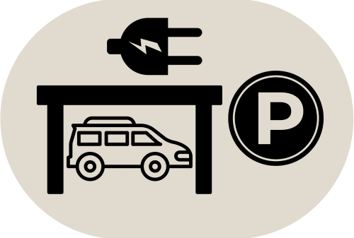 Stazione di ricarica per veicoli elettrici nel parcheggio dell'hotel Casa Azcona a Zizur Mayor, Spagna