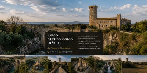 Rovine del castello medievale nel Parco Archeologico di Vulci vicino a Il Poggio di Musignano, Canino Italia