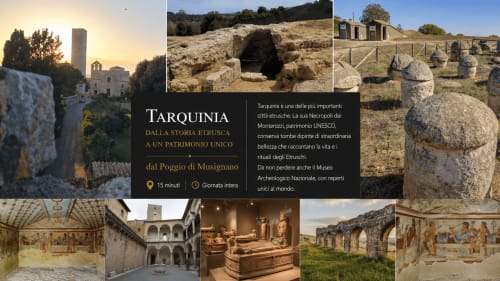 Rovine etrusche di Tarquinia e reperti da Il Poggio di Musignano vicino Canino, Italia