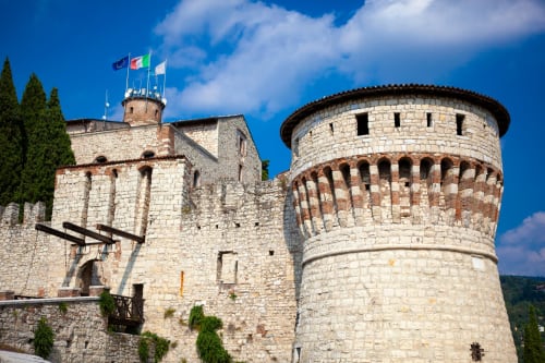 Medieval castle towers in Brescia, Italy near Casa Città bed and breakfast