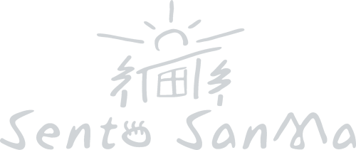 Logo del hotel Sento SanMa con ilustración de sol y casa en San Mateo Rio Hondo