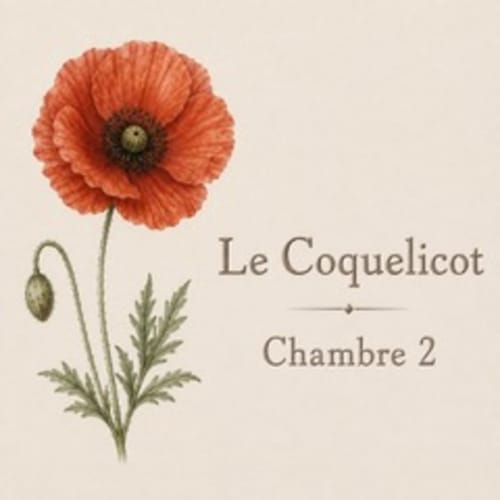 Illustration de coquelicot rouge pour la Chambre 2 Le Coquelicot à La Grange Aux Etangs, Sennely