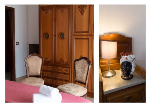 Armadio in legno e lampada nell'appartamento di Lipari presso StaysinSicily, Milazzo con arredamento elegante