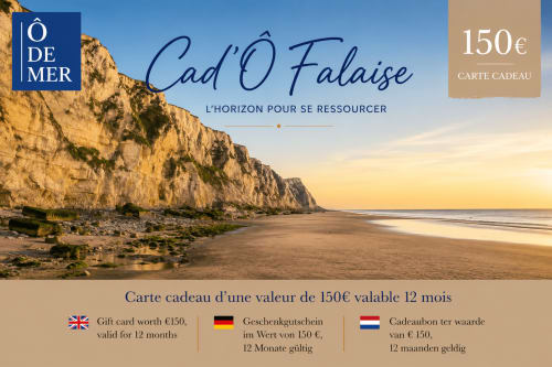 Carte cadeau Ô de Mer 150€ aux falaises de Sangatte et plage au coucher de soleil, valable 12 mois
