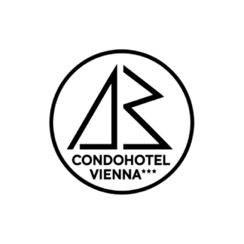 Logo a tre stelle di Condo Hotel Vienna con design geometrico di tenda in cerchio nero