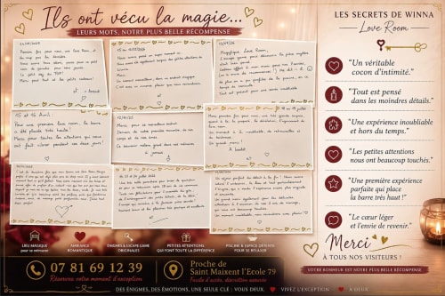 Les Secrets de Winna Love Room - avis et témoignages dans une ambiance romantique, Saint Maixent, Deux-Sèvres