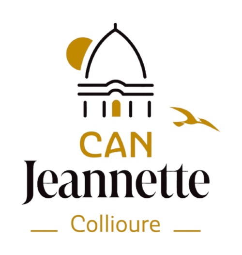 Logo du Gîte Jeannette avec design d'architecture traditionnelle, Collioure, France