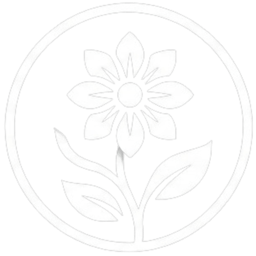 Illustrazione semplice di fiore con petali e stelo in cornice circolare per il B&B Maison Tizi Lovely Suites a Roma