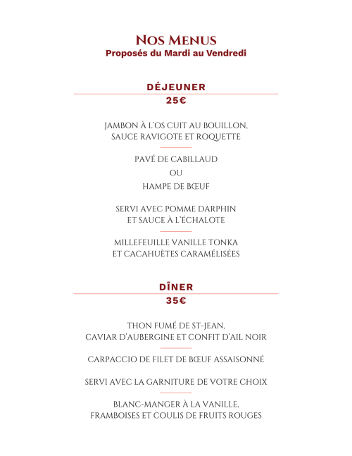 Menu du Hôtel & Restaurant Des Basses Pyrénées à Bayonne avec options de déjeuner et dîner