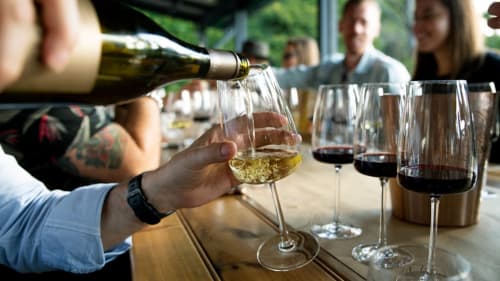 Dégustation de vins à La Maison sous les Vignes, gîte viticole français avec vins blancs et rouges