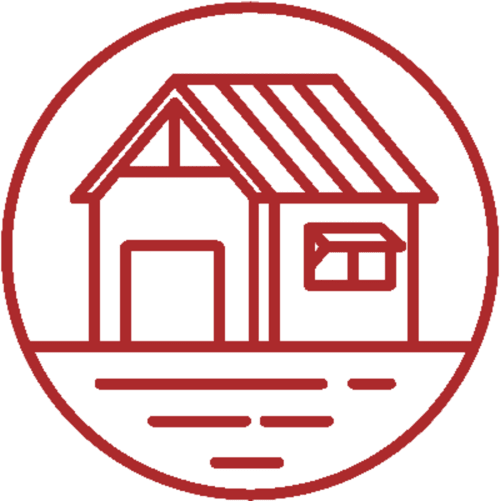 Icône de maison rouge avec auvent pour La Maison sous les Vignes, un gîte français