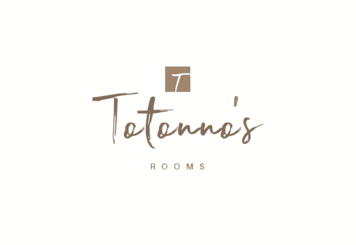 Logo dell'hotel Totonno's Rooms di Tropea, Italia - elegante tipografia serif con accento geometrico quadrato