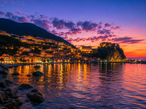 Scilla e Castello Ruffo al tramonto