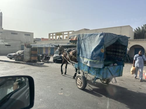 Charette hippomobile au souk d'Essaouira près de l'hôtel Eucalyptus Ethnic
