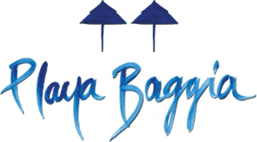 Logo Playa Baggia avec parasols, restaurant de plage aux Villas d'A Storia, Porto-Vecchio