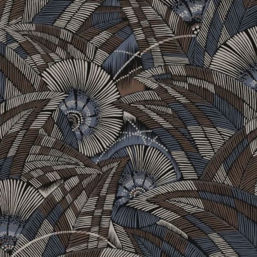 Tissu motif plume de paon décoratif dans la salle de Fabrication au Jardin de la Reyssouze, Gorrevod