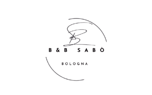 Logo B&B Sabò Bologna con disegno minimalista di surfista e luna crescente