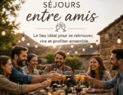 Amis trinquant en plein air à la Gite de la vallée à Courdemanche, célébrant ensemble autour du vin et de la gastronomie
