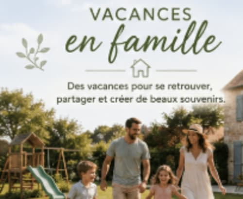 Vacances en famille à la Gîte de la vallée à Courdemanche - parents et enfants profitant du jardin