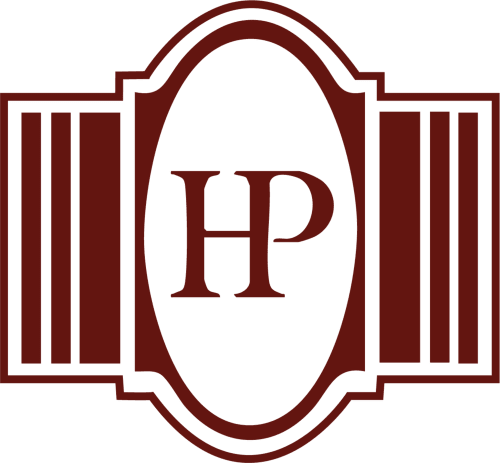 Monogramme HP du logo de l'Hôtel bistrot de la poste à Saint-Valery-en-Caux, France