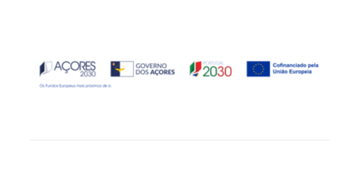 Logotipos do programa Açores 2030 com financiamento da União Europeia para hotel Picodreams em São Roque do Pico