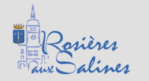 Logo de Rosières aux Salines avec la tour Big Ben et les armoiries françaises en bleu