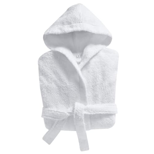 White hooded terrycloth bathrobe with belt at Belle Île en Mer vacation rental