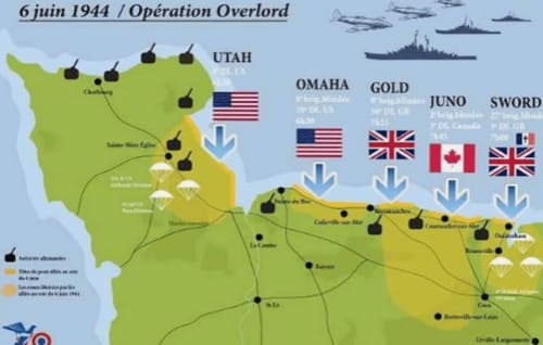 Carte de l'opération Overlord du Débarquement du 6 juin 1944 en Normandie près de La Roche Guyon