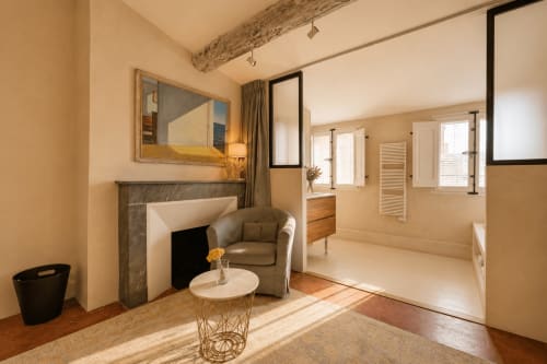 Suite Cezanne at Les Suites de Montigny, Aix-en-Provence: spacious apartment with fireplace, seating area, and bedroom