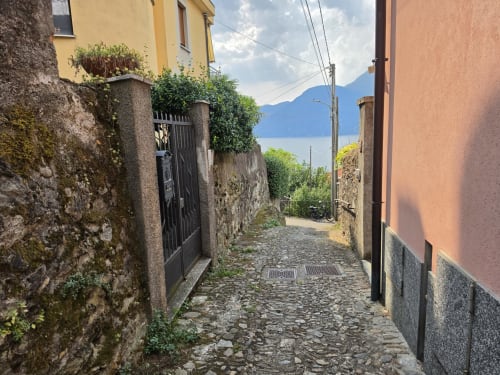 Charming cobblestone alley in Bellano with lake views, Villa Vista Lago di Como