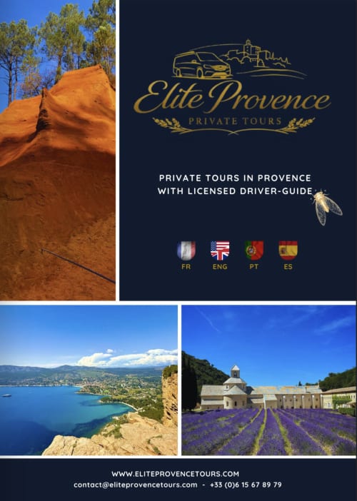 Brochure Elite Provence Private Tours présentant les destinations provençales et les champs de lavande